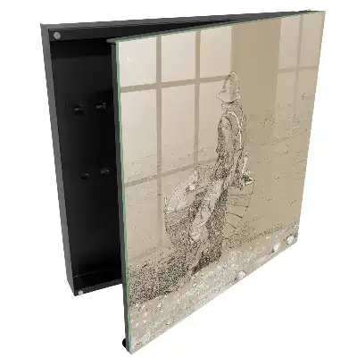 Armoire à clés pêcheur au bord du lac avec des détails délicats
