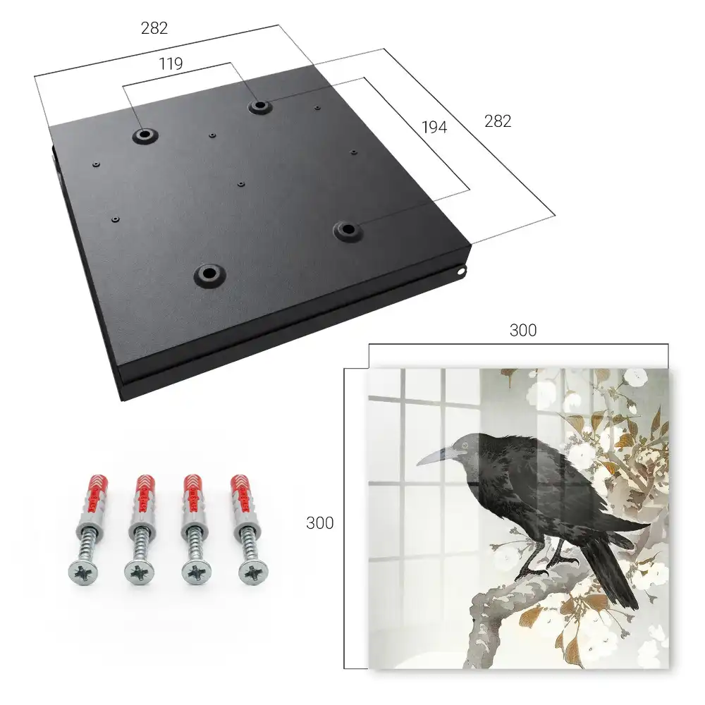Armoire à clés un corbeau se détachant sur une branche fleurie
