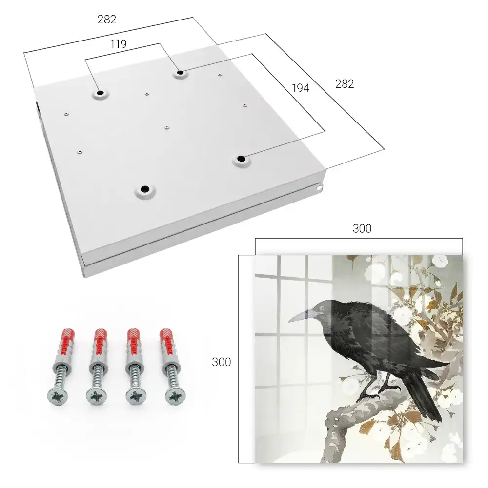 Armoire à clés un corbeau se détachant sur une branche fleurie