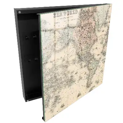 Armoire à clés carte historique avec les continents et les navires
