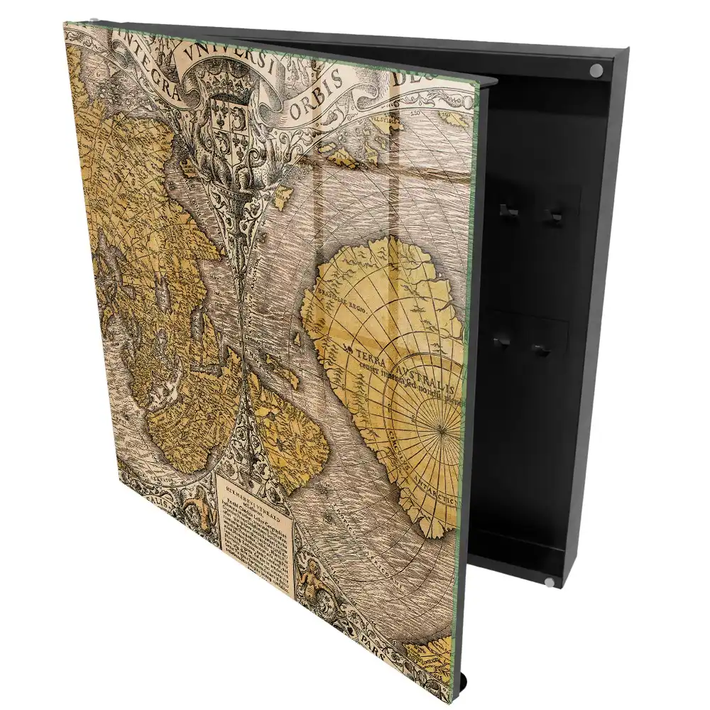 Boîte à clés murale une carte ancienne pleine de détails et d'ornements