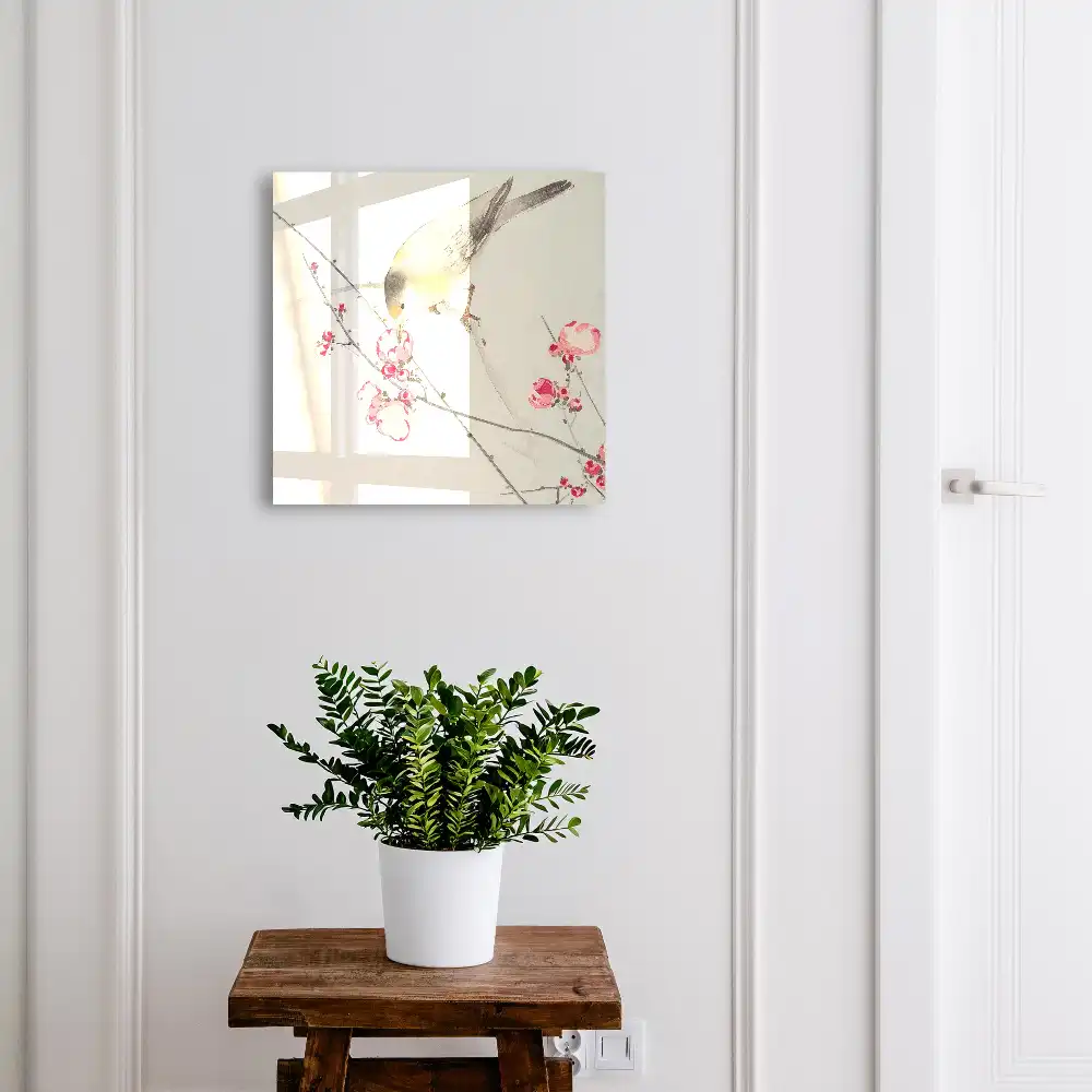 Boîte à clés un oiseau sur une branche des fleurs délicates un style subtil