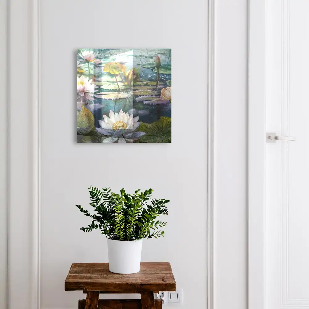 Armoire à clés un étang avec des nénuphars en fleurs