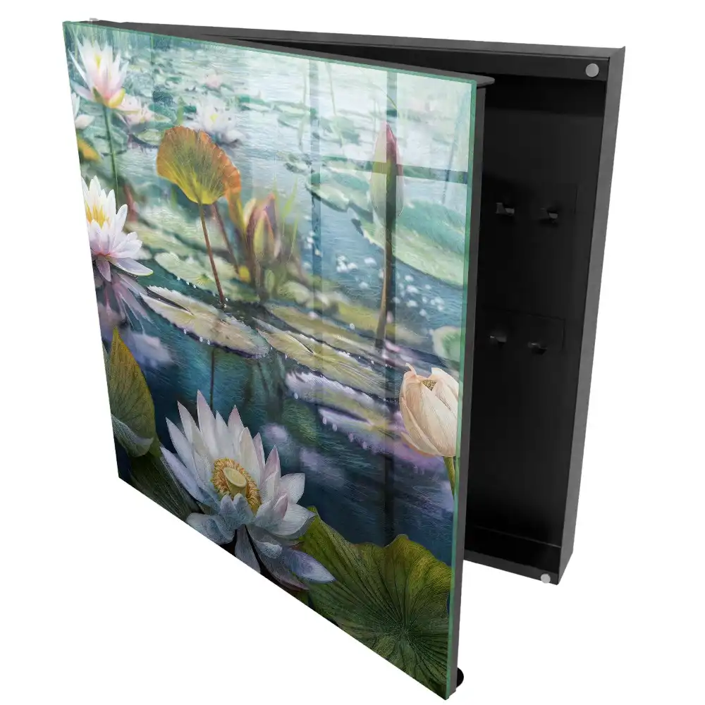 Armoire à clés un étang avec des nénuphars en fleurs