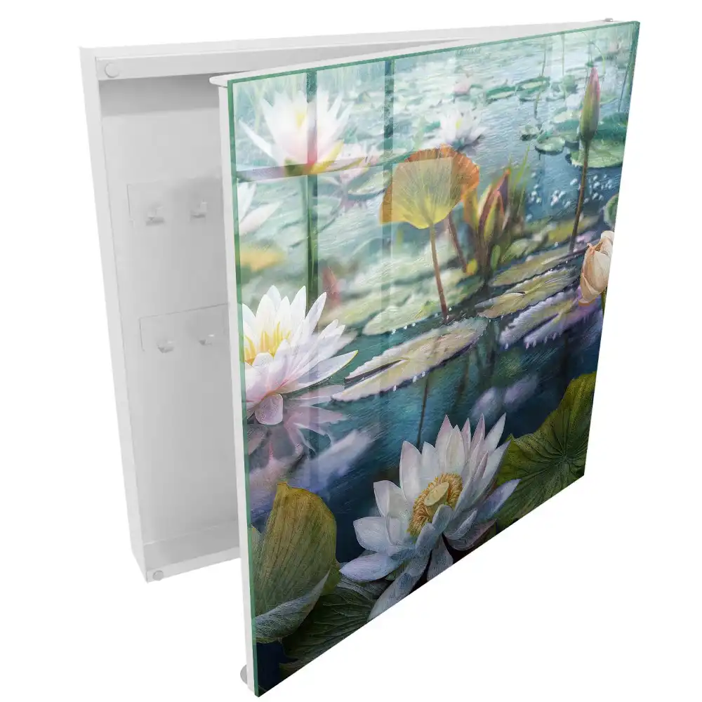 Armoire à clés un étang avec des nénuphars en fleurs