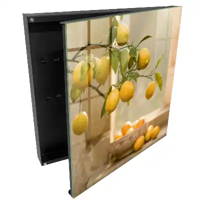 Boîte à clés des citrons sur une branche au soleil
