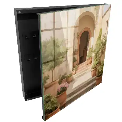 Armoire à clés lumière chaude pots de fleurs plantes porte d'entrée