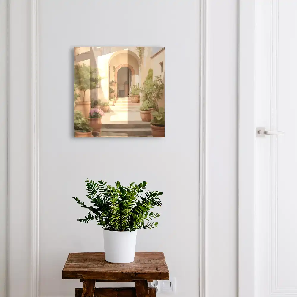 Armoire à clés lumière chaude pots de fleurs plantes porte d'entrée