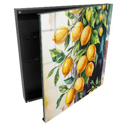 Boîte à clés murale citrons juteux sur une branche aux feuilles vertes