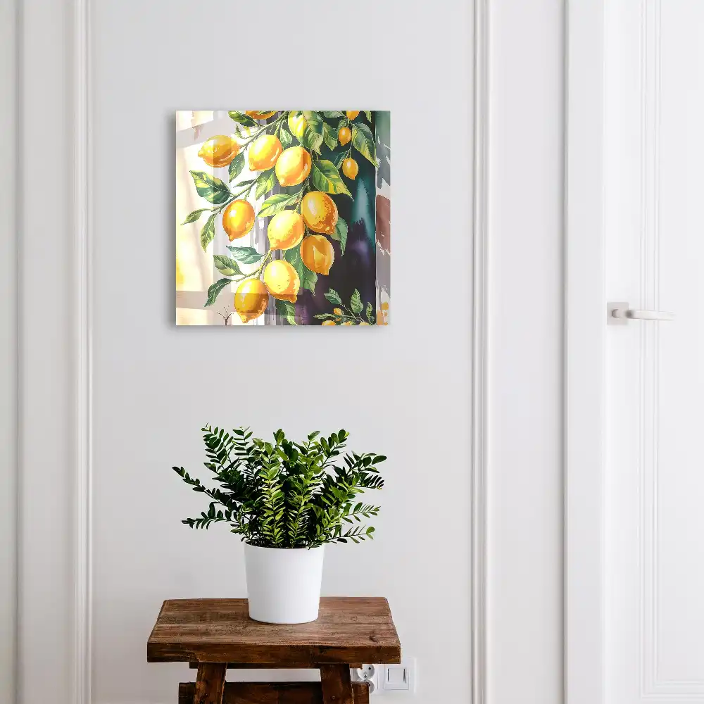 Boîte à clés murale citrons juteux sur une branche aux feuilles vertes