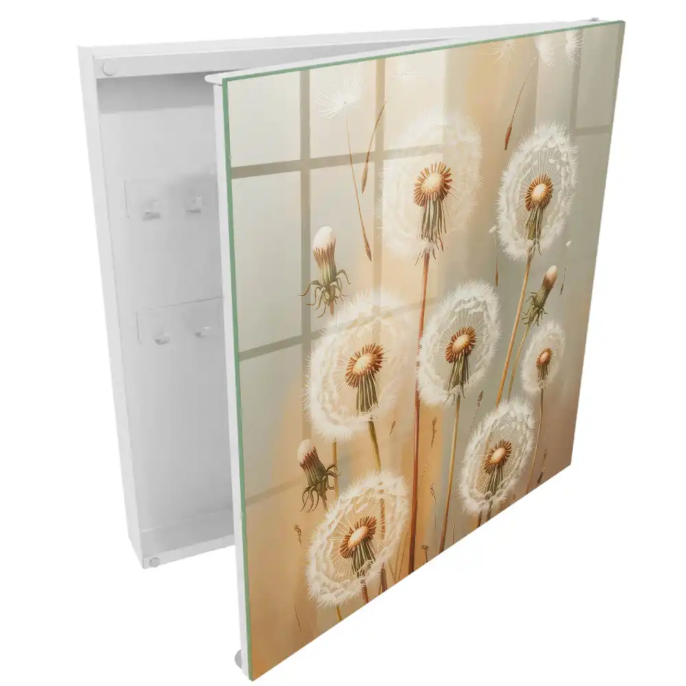 Armoire à clés des pissenlits aux délicates nuances de beige et de blanc