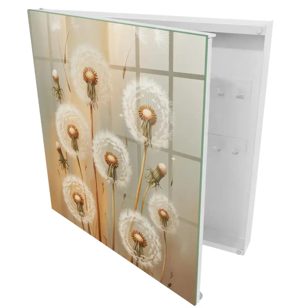 Armoire à clés des pissenlits aux délicates nuances de beige et de blanc