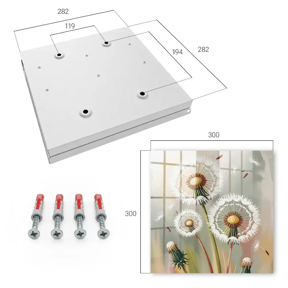 Boîte à clés murale pissenlits sur fond gris-beige