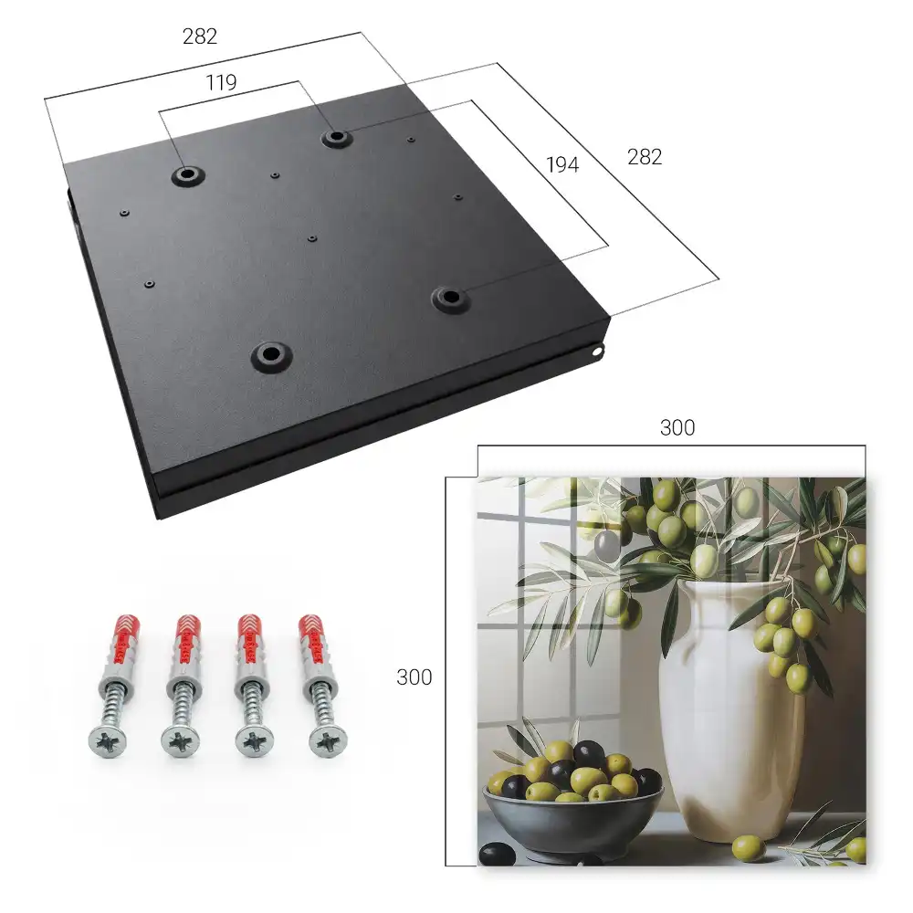 Armoire à clés une olive dans un vase et un bol contrastant avec le blanc