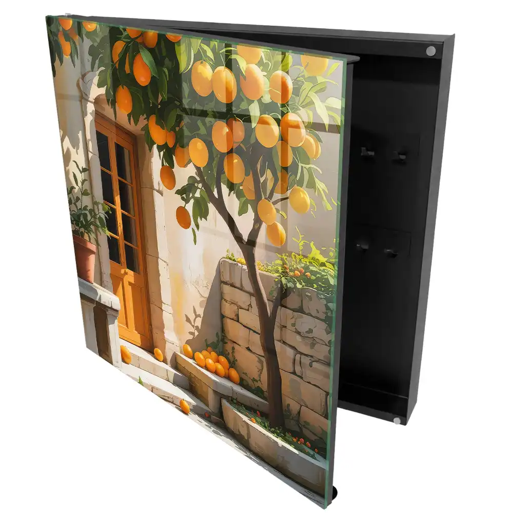 Boîte à clés murale cour avec un oranger