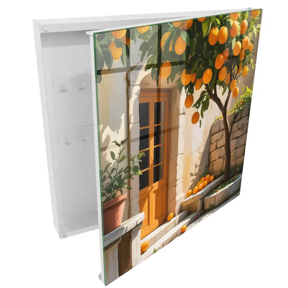 Boîte à clés murale cour avec un oranger