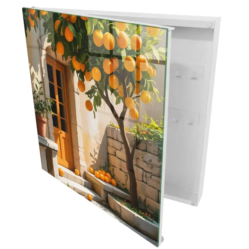 Boîte à clés murale cour avec un oranger
