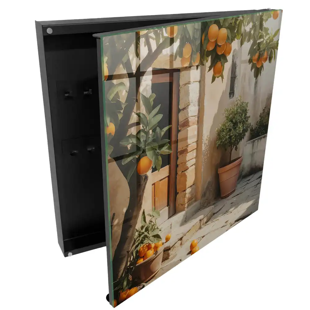Armoire à clés un oranger à côté d'un vieux bâtiment