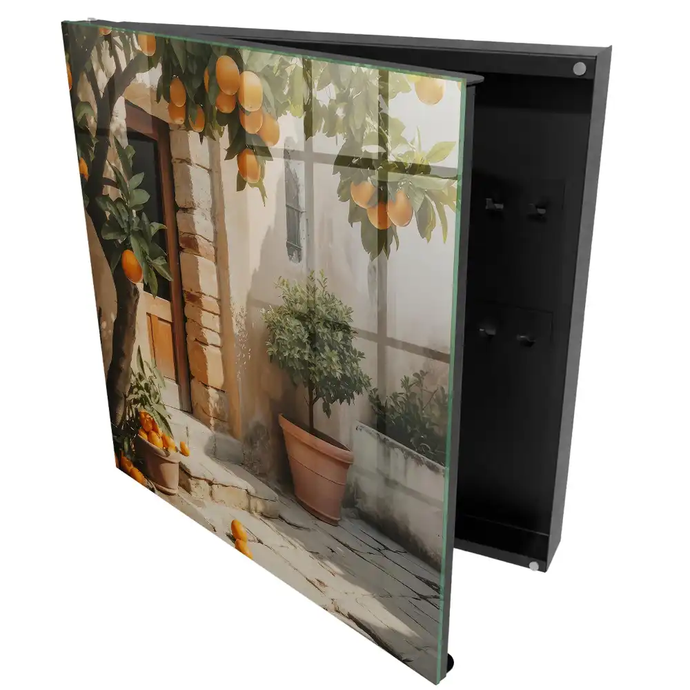 Armoire à clés un oranger à côté d'un vieux bâtiment