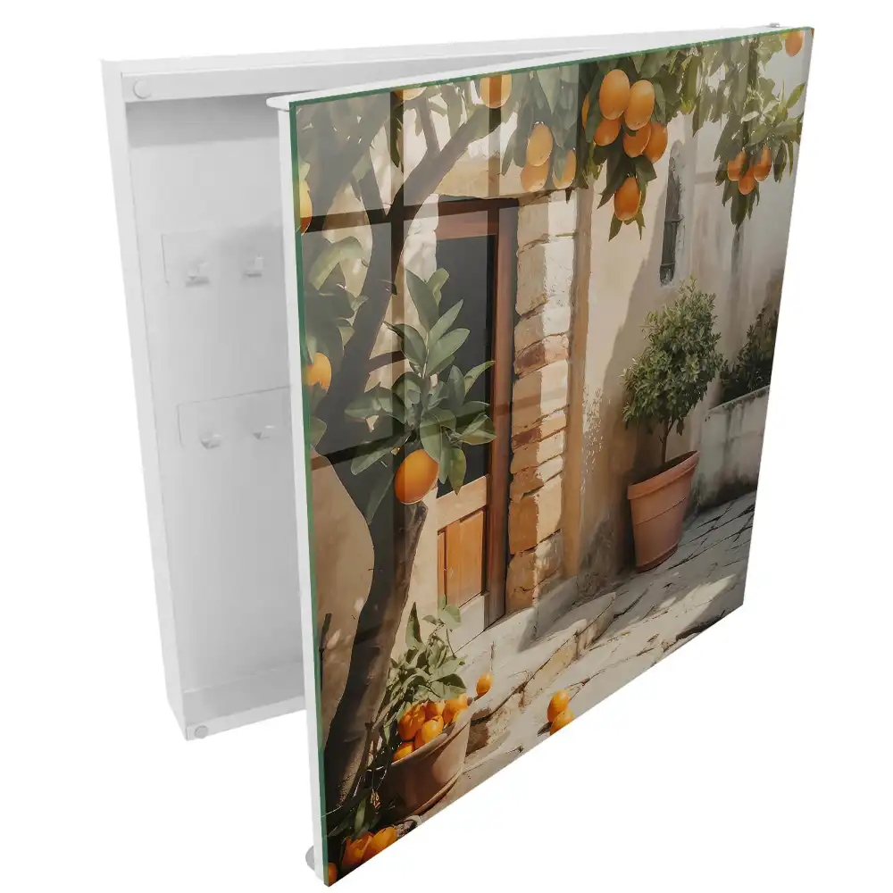 Armoire à clés un oranger à côté d'un vieux bâtiment