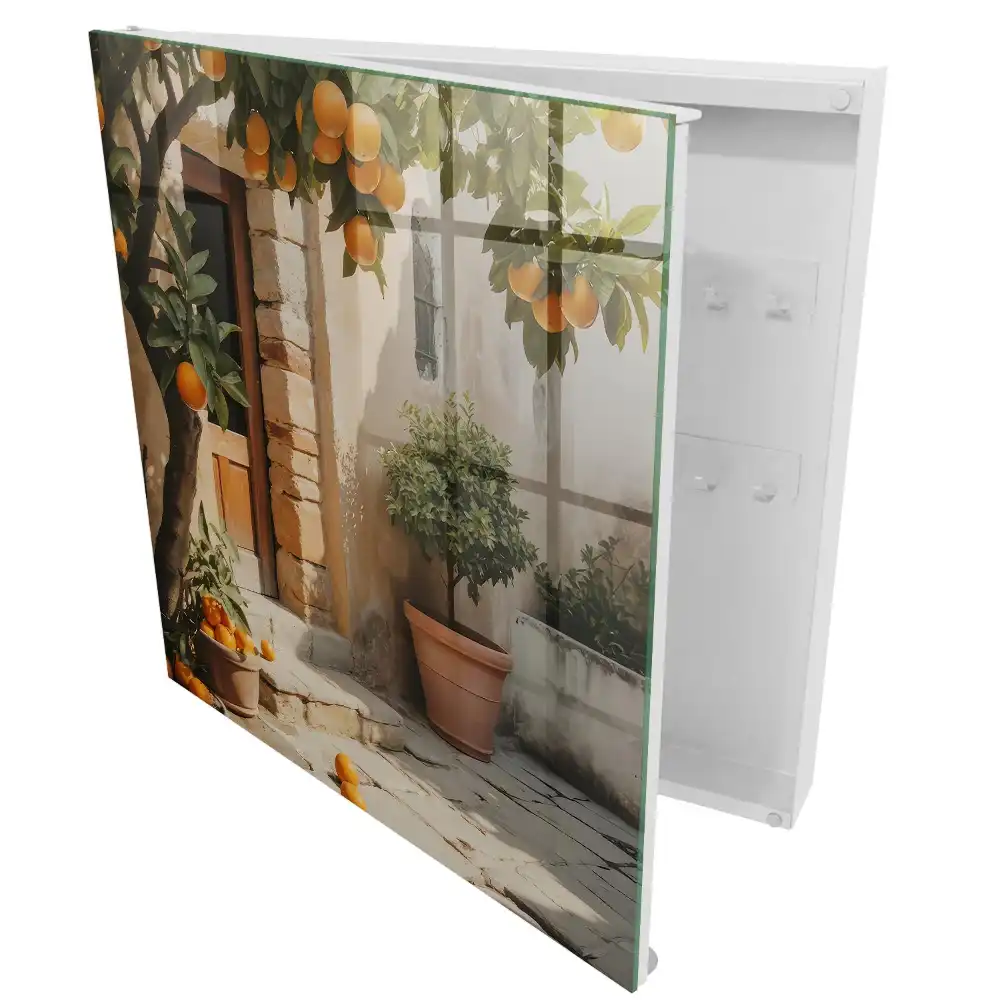 Armoire à clés un oranger à côté d'un vieux bâtiment