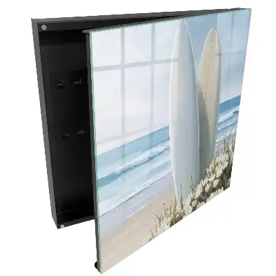 Armoire à clés planches de surf sur une plage en fleurs