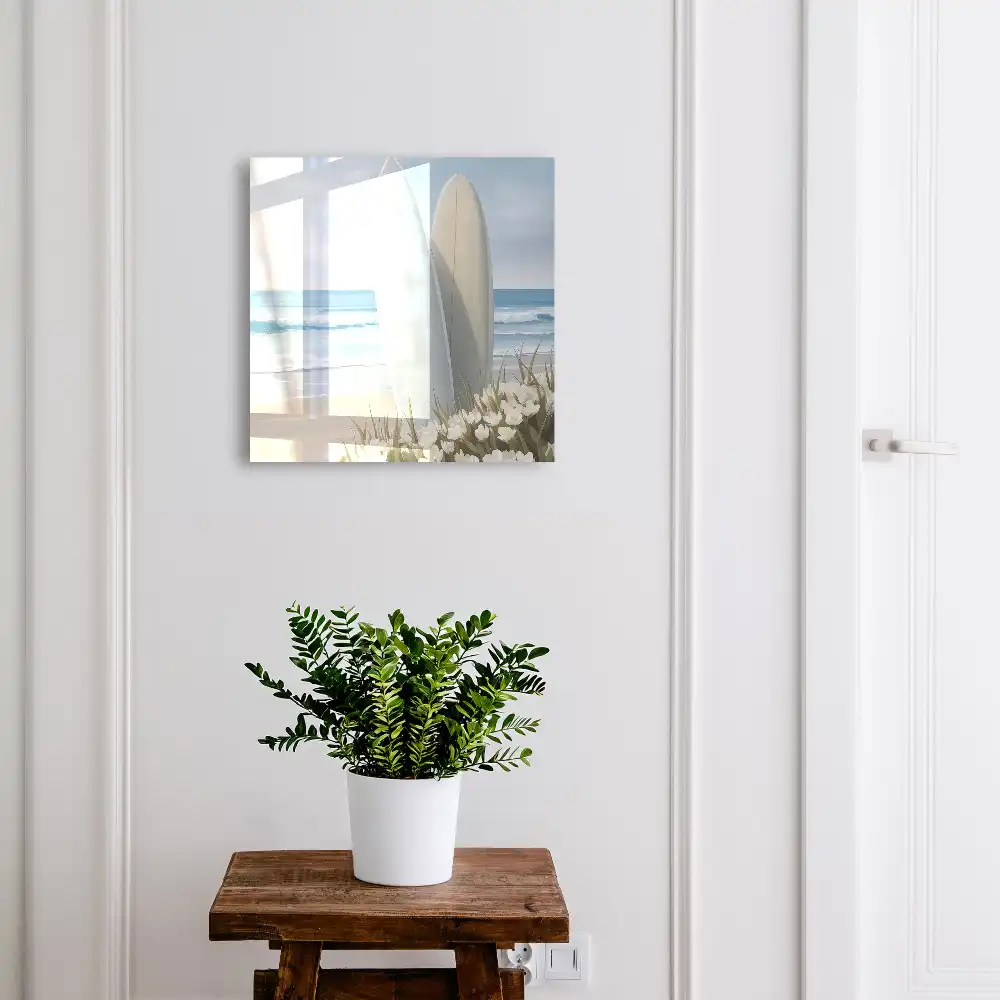 Armoire à clés planches de surf sur une plage en fleurs