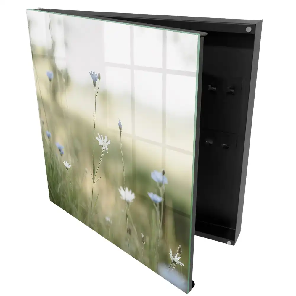 Armoire à clés fleurs sur fond de nature floue