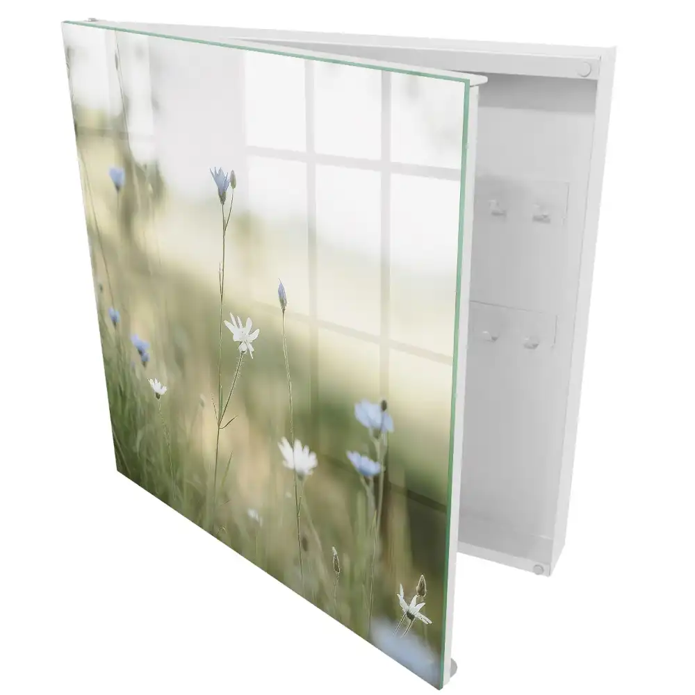 Armoire à clés fleurs sur fond de nature floue