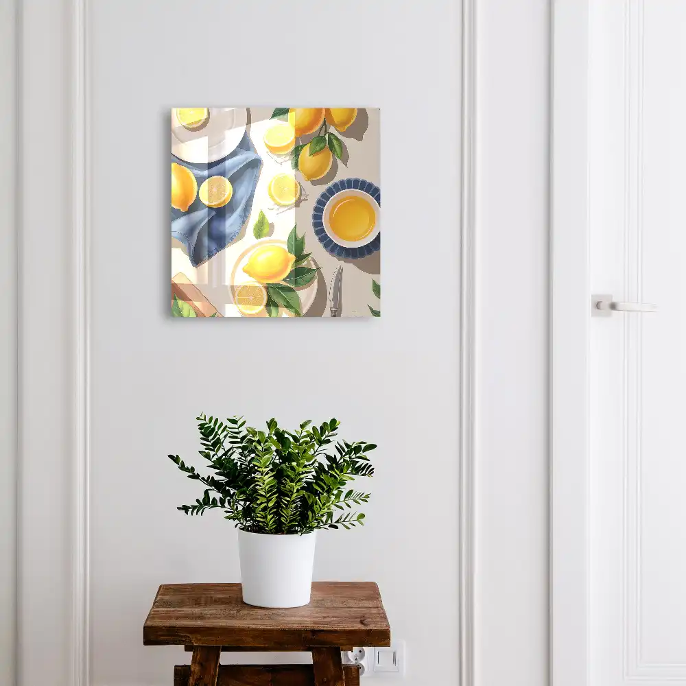 Boîte à clés murale citrons juteux sur une élégante porcelaine