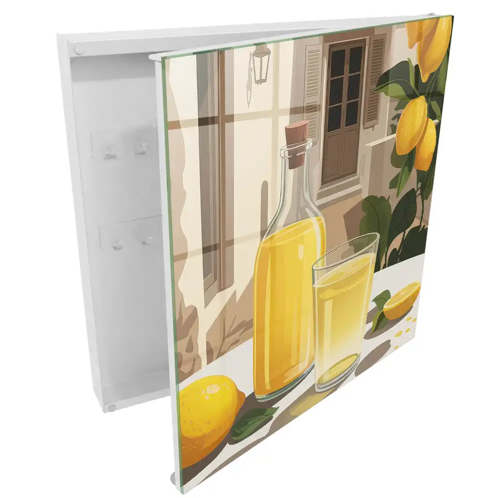 Boîte à clés murale citrons verre pichet climat du sud