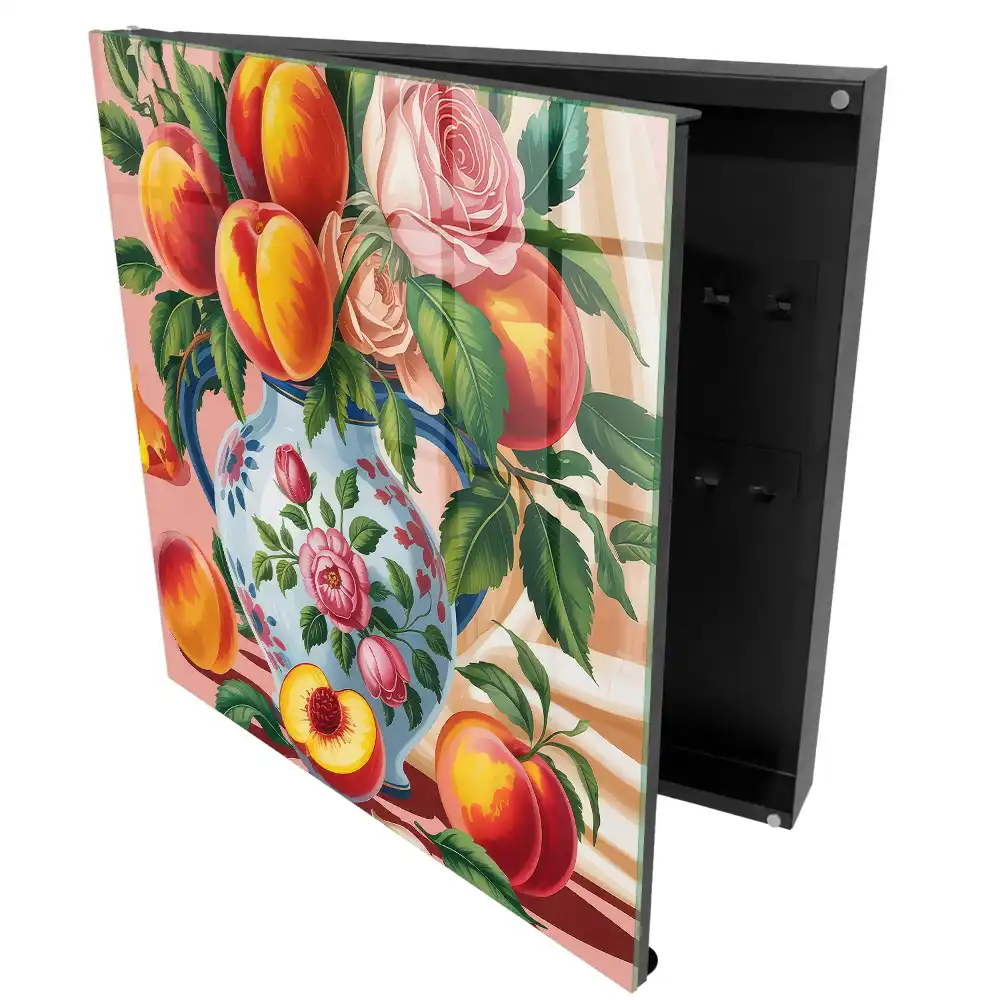 Boîte à clés murale une composition énergétique de fruits et de fleurs