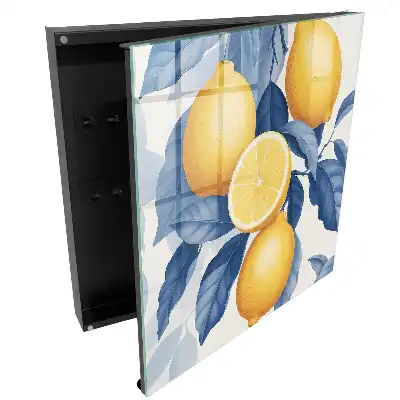 Armoire à clés citrons à feuilles bleues style frais
