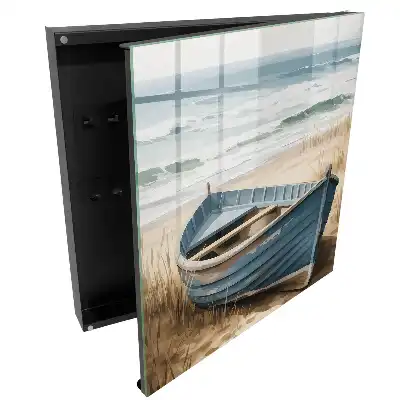 Boîte à clés un bateau abandonné sur une plage au bord de la mer