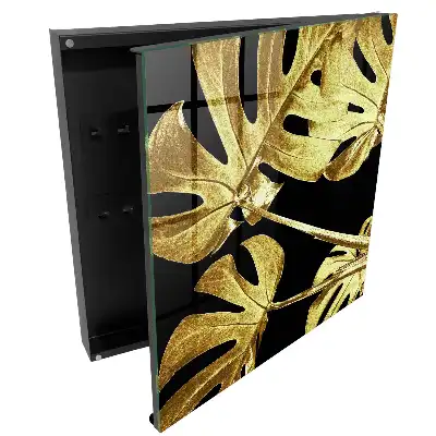 Armoire à clés feuilles élégantes sur fond noir