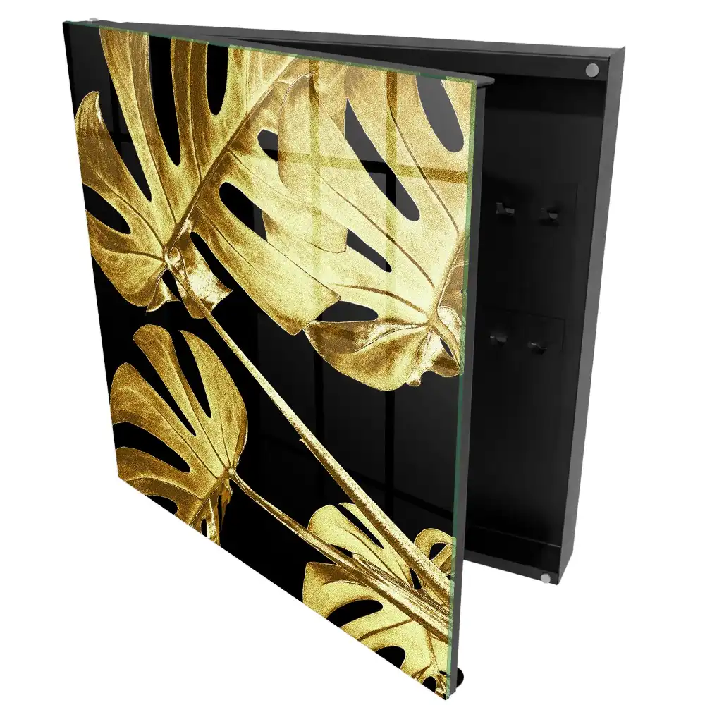 Armoire à clés feuilles élégantes sur fond noir