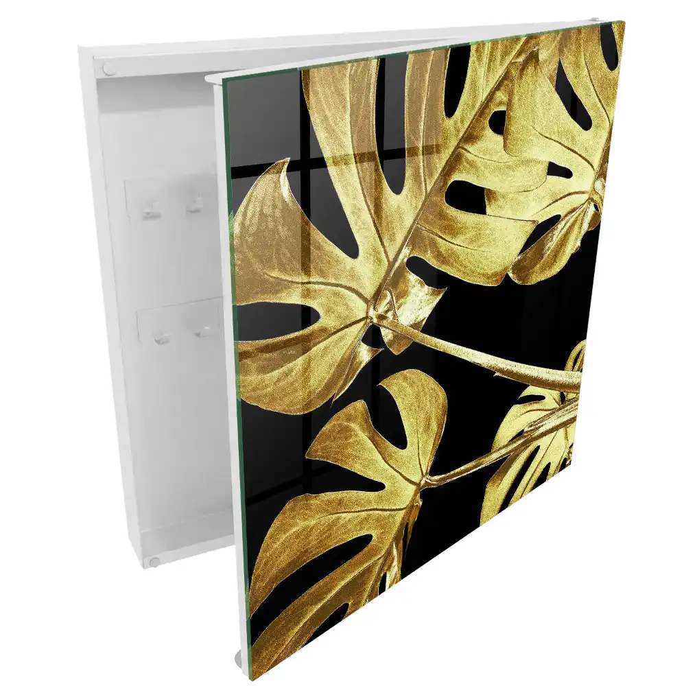 Armoire à clés feuilles élégantes sur fond noir