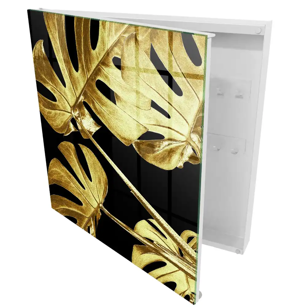 Armoire à clés feuilles élégantes sur fond noir