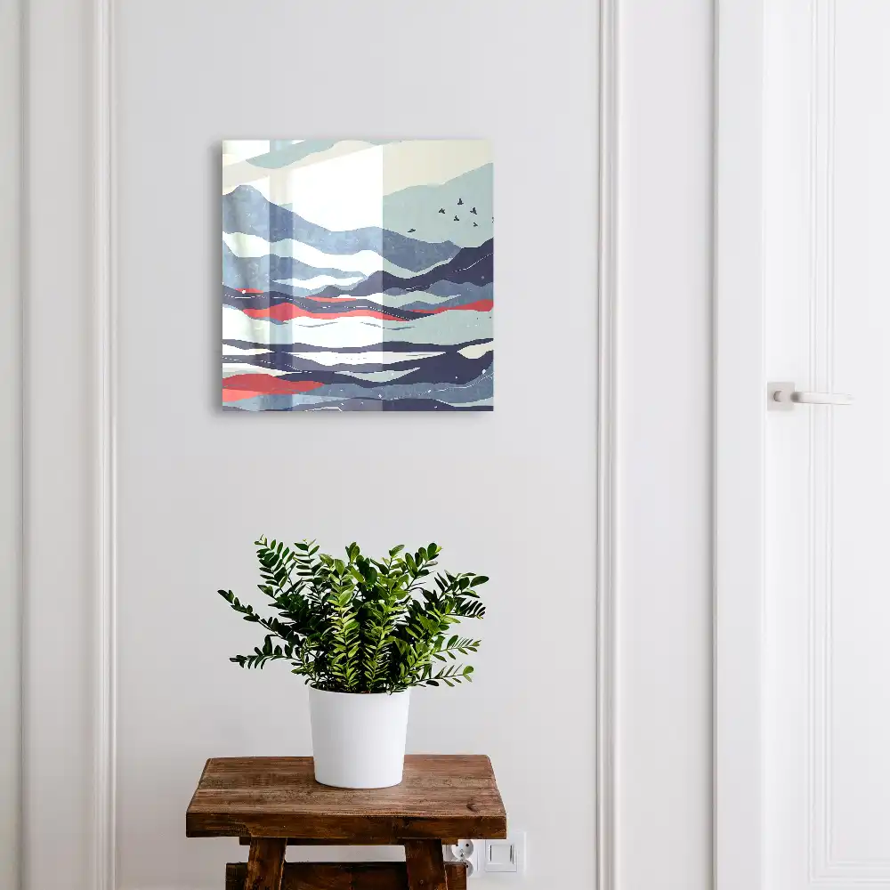 Armoire à clés des montagnes magnifiques aux nuances de bleu et de rouge