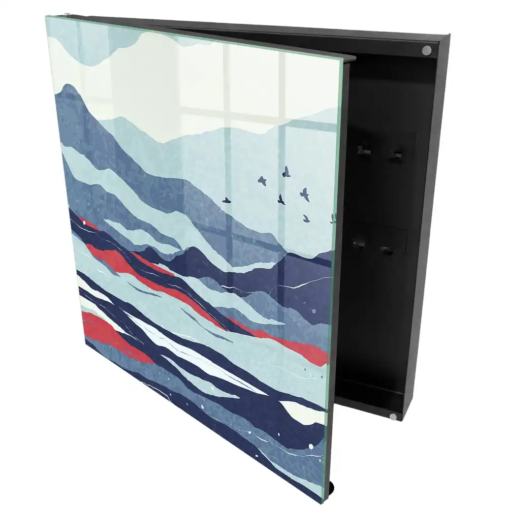 Armoire à clés des montagnes magnifiques aux nuances de bleu et de rouge