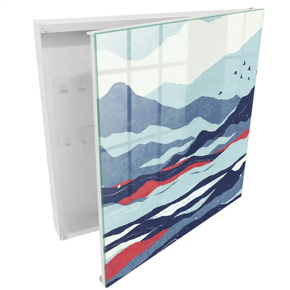 Armoire à clés des montagnes magnifiques aux nuances de bleu et de rouge