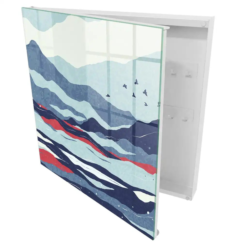 Armoire à clés des montagnes magnifiques aux nuances de bleu et de rouge
