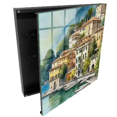Armoire à clés une charmante ville au bord d'un lac au pied des montagnes