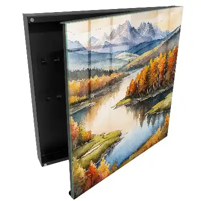 Boîte à clés murale paysage de montagne avec forêt d'automne
