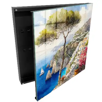 Armoire à clés mer bleue et collines verdoyantes en harmonie