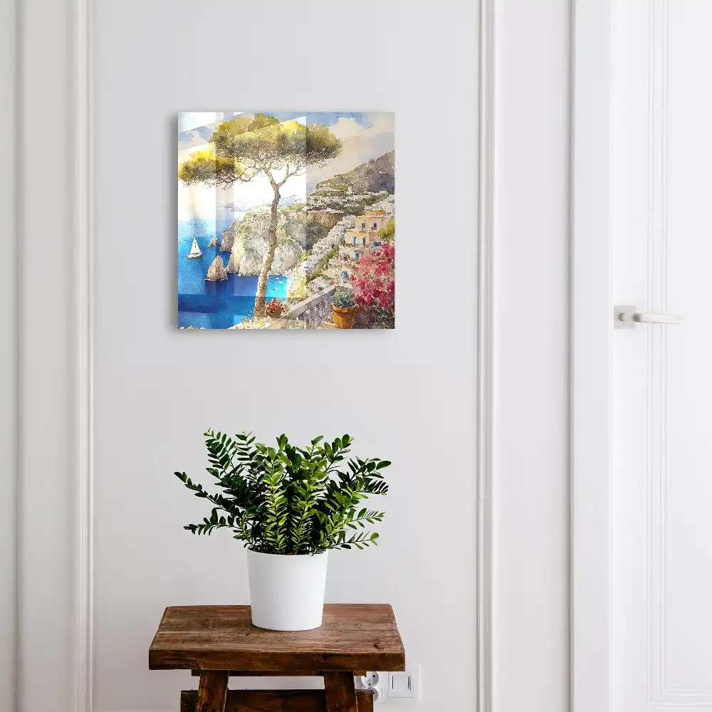Armoire à clés mer bleue et collines verdoyantes en harmonie