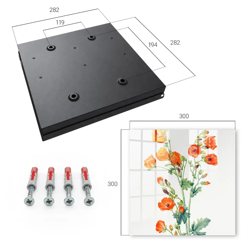 Armoire à clés coquelicots orange sur fond blanc vert