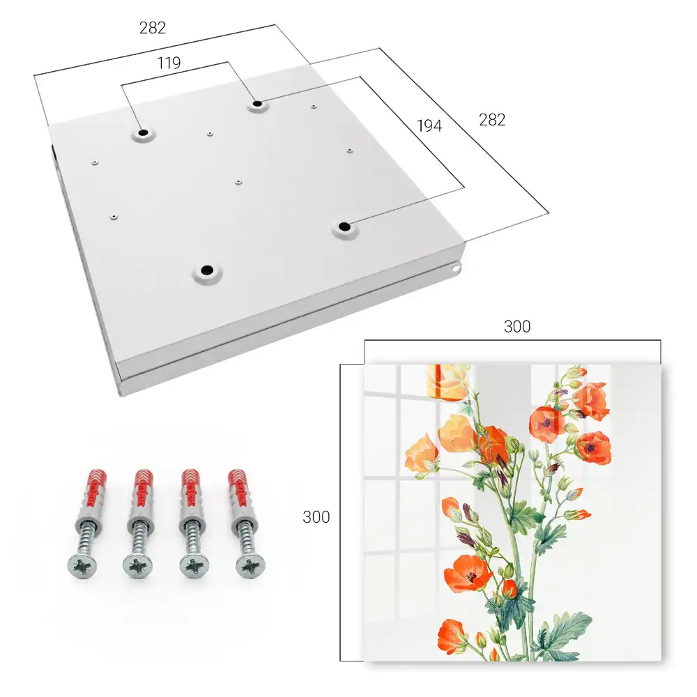 Armoire à clés coquelicots orange sur fond blanc vert
