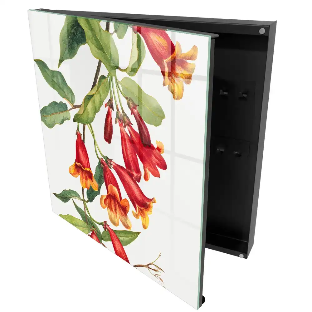 Boîte à clés plantes grimpantes à fleurs rouges