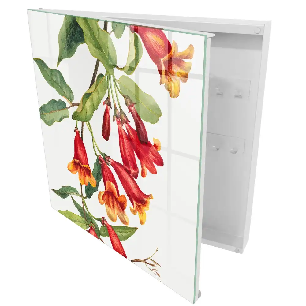 Boîte à clés plantes grimpantes à fleurs rouges